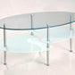 Wave Mid Century Modern Dual Oval Glass Coffee Table