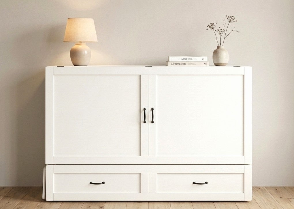 Olivia Cabinet Bed, White, Queen