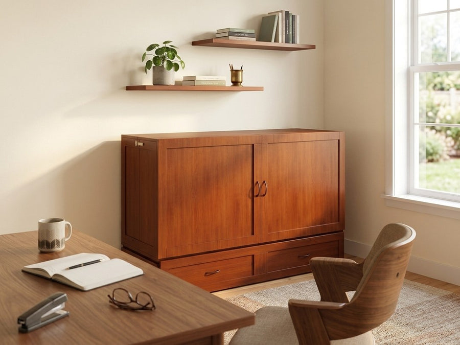A home office that doubles as a guest room